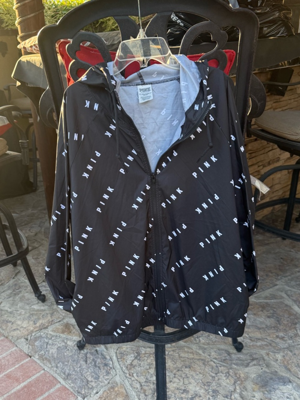 PINK Victoria Secret: Black Logo Windbreaker Jacket